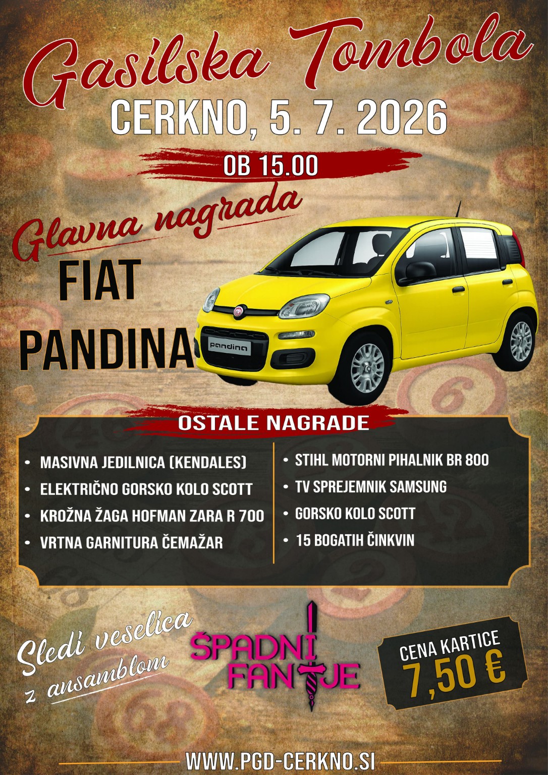 Plakat Gasilska tombola Cerkno 2026